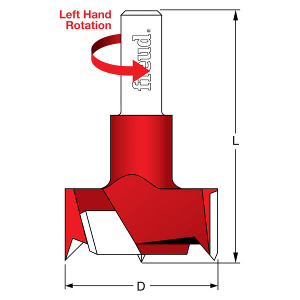 Freud 008925055594 20 mm (Dia.) Cylinder (Hinge) Bit with Left Hand Rotation 57.5mm overall length