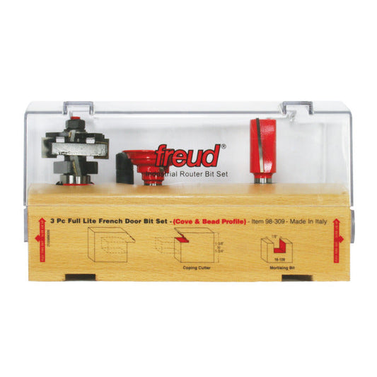 Freud 008925066187 3 Piece French Door Bit Set, cove & bead profile