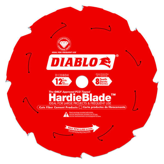 Diablo 008925077657 HardieBlade 12 in. x 8 Tooth PCD Fiber Cement Blade