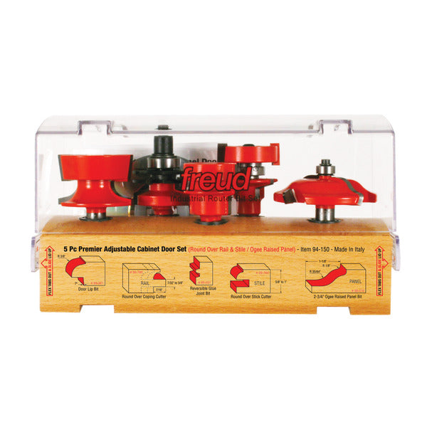 Freud 008925087526 5 Piece Premier Adjustable Cabinet Bit Set