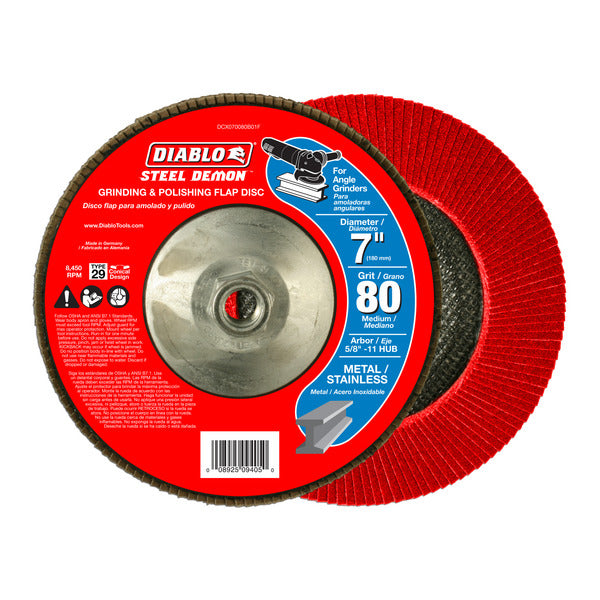 Diablo 008925094050 7" Steel Demon Flap Disc 80G  CONCIAL with Hub