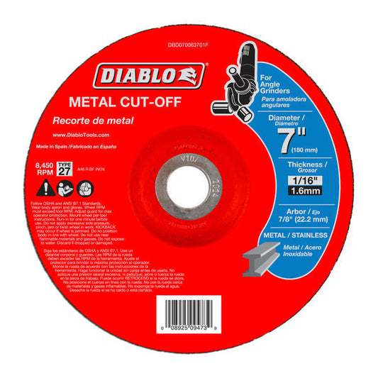 Diablo 008925094739 7"x1/16"x7/8" Metal DC Cut Off Type 27