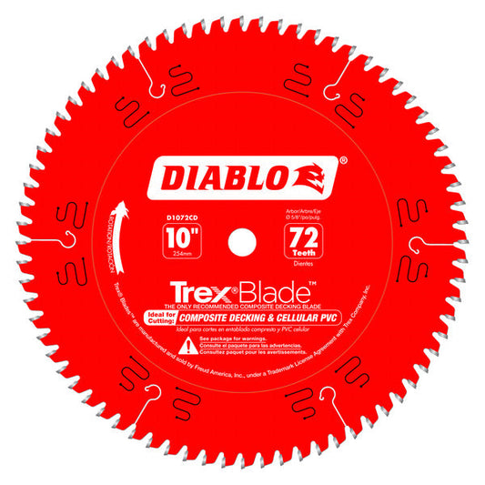 Diablo 008925098805 Trex 10 in. x 72 Tooth Composite Decking Miter and Table Saw Blade