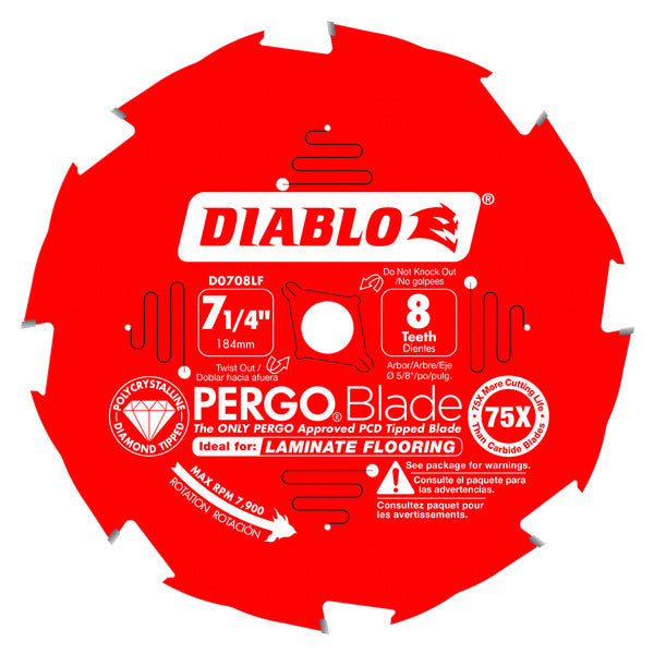 Diablo 008925127390 PERGOBlade 7-1/4 in. x 8 Tooth PCD Laminate Flooring Blade