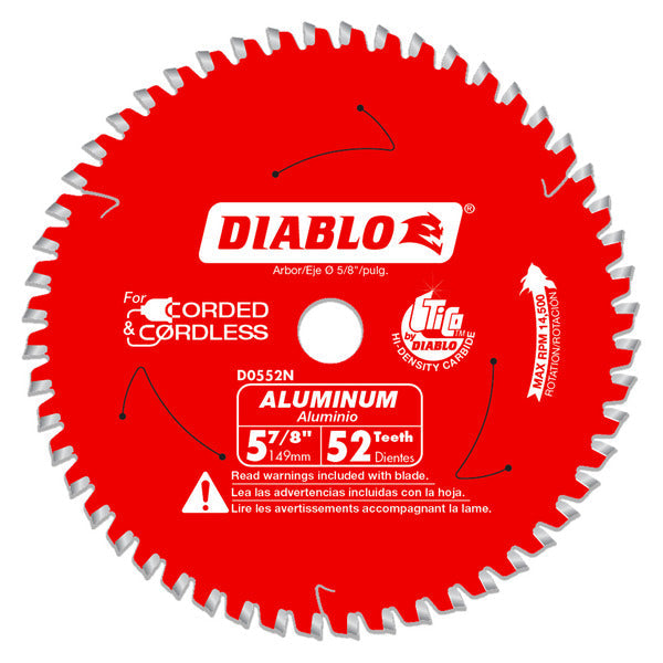 Diablo 008925138822 5-7/8 in. x 52 Tooth Medium Aluminum Cutting Saw Blade