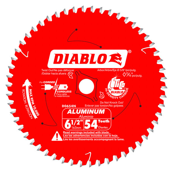 Diablo 008925138839 6-1/2 in. x 54 Tooth Medium Aluminum Cutting Saw Blade