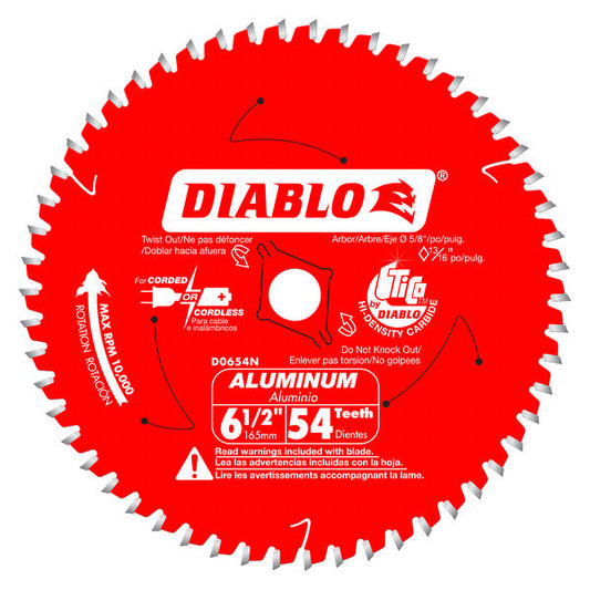 Diablo 008925138839 6-1/2 in. x 54 Tooth Medium Aluminum Cutting Saw Blade