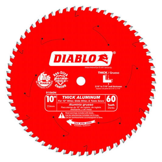 Diablo 008925138846 10 in. x 60 Tooth Thick Aluminum Cutting Saw Blade
