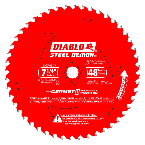 Diablo 008925144564 7-1/4 in. 48-Tooth Cermet II Saw Blade for Mild & Stainless Steels