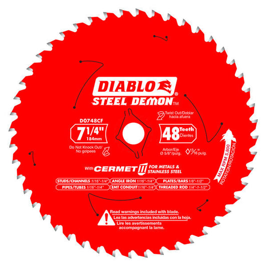 Diablo 008925144564 7-1/4 in. 48-Tooth Cermet II Saw Blade for Mild & Stainless Steels