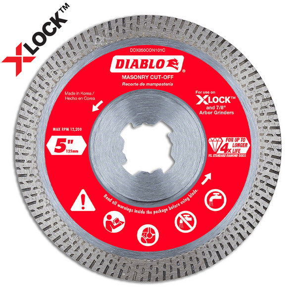 Diablo 008925147367 5 in. Diamond Continuous Masonry Cut-Off with X-LOCK arbor