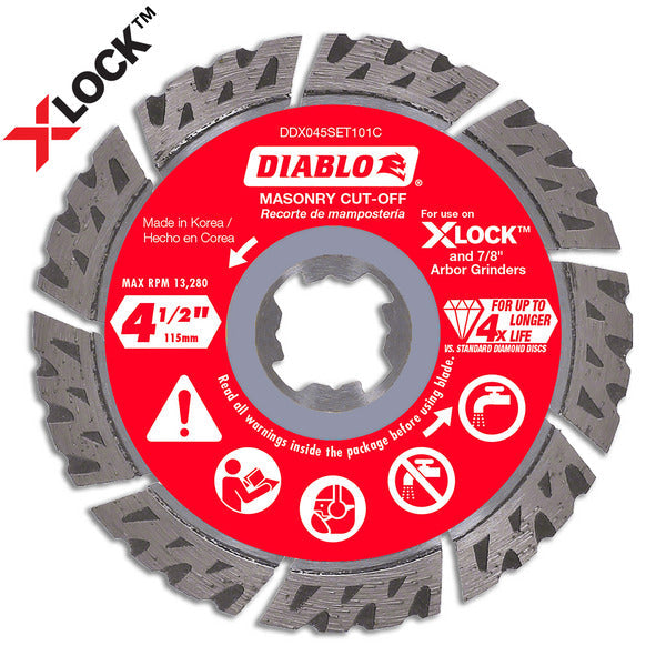 Diablo 008925147374 4-1/2 in. Diamond Segmented Turbo Masonry Cut-Off with X-LOCK arbor