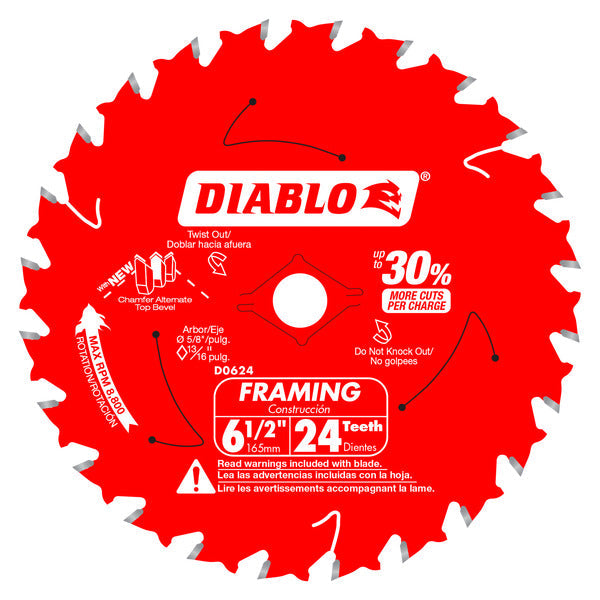 Diablo 008925157014 6-1/2 in. x 24-Tooth Framing Saw Blade Pro Bulk Pack (3-Pack)