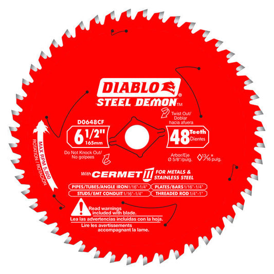 Diablo 008925159506 6-1/2 in. 48-Tooth Cermet II Saw Blade for Mild & Stainless Steels