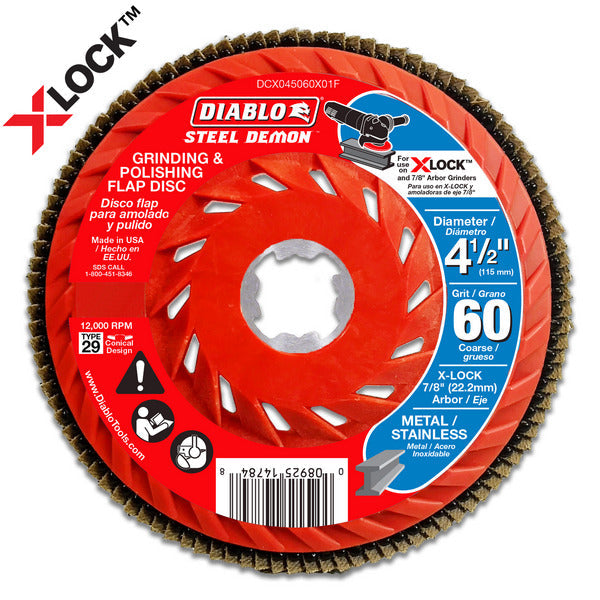 Diablo 008925160540 4-1/2 in. 60-Grit Flap Disc for X-Lock and All Grinders Pro Bulk Pack (3-Pack)