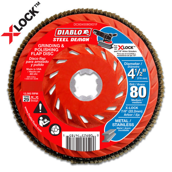 Diablo 008925160557 4-1/2 in. 80-Grit Flap Disc for X-Lock and All Grinders Pro Bulk Pack (3-Pack)