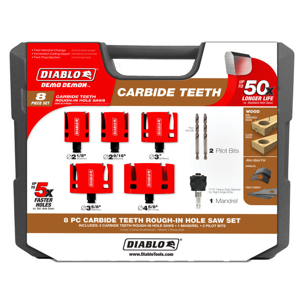 Diablo 008925169871 Diablo Demo Demon® Carbide Teeth Rough-In Hole Saw Set (8-Piece)