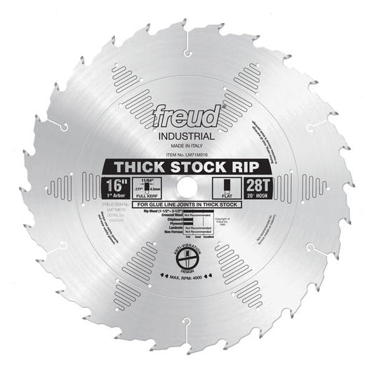 Freud 008925300120 16" x 28T Thick Stock Rip Blade