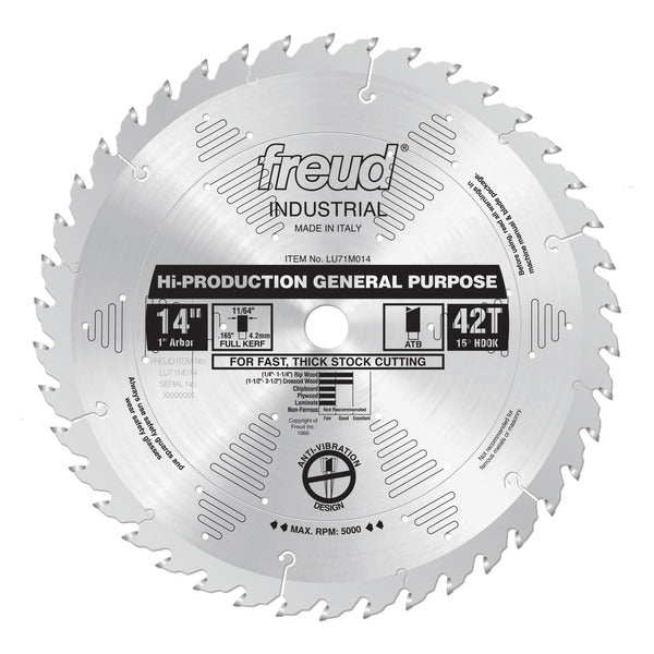Freud 008925300250 14" x 42T High-Production General Purpose Blade