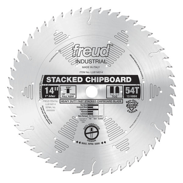 Freud 008925300724 14" x 54T Heavy Duty Stacked Chipboard Blade