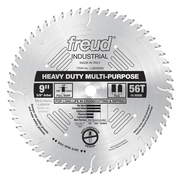 Freud 008925300755 9" x 56T Heavy Duty Multi-Purpose Blade