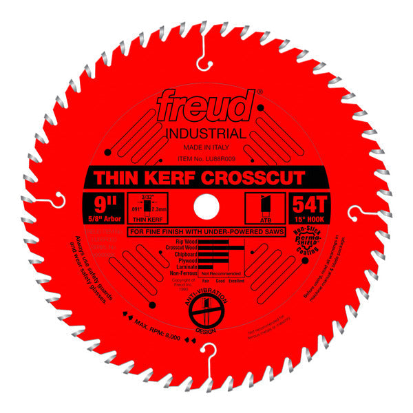 Freud 008925301691 9" x 54T Thin Kerf Fine Finish Crosscut Blade