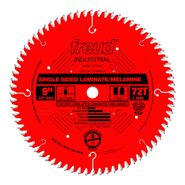 Freud 008925301752 9" x 72T Single Sided Laminate/Melamine Blade