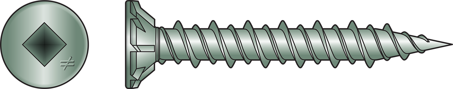 Simpson Strong-Tie CB3BLGHL158S CB3BLGHL Fiber-Cement Board Screw (Collated)— #9 x 1-5/8 in. #3 SQU (1500-Qty)