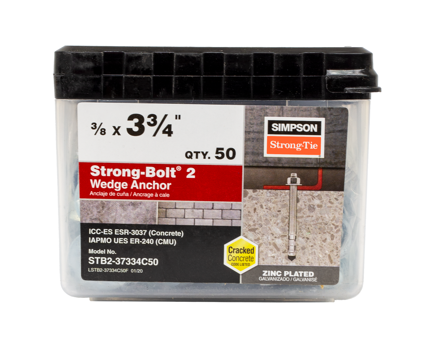 Simpson Strong-Tie STB2-37334C50 Strong-Bolt® 2 — 3/8 in. x 3-3/4 in. Wedge Anchor (50-Qty)