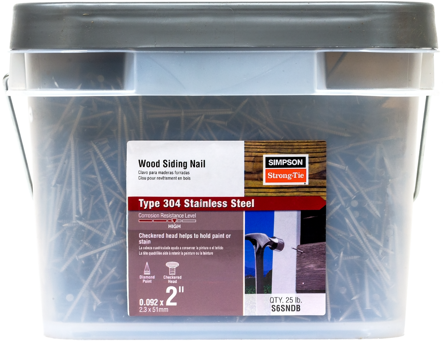 Simpson Strong-Tie S6SNDB Wood Siding Nail — 2-in. x .092-in. Type 304 Stainless Steel (25 lb.)