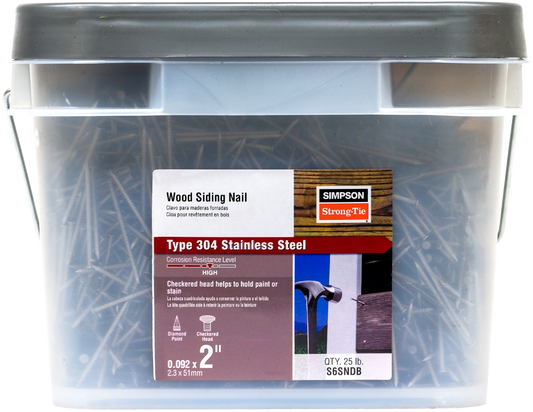 Simpson Strong-Tie S6SNDB Wood Siding Nail — 2-in. x .092-in. Type 304 Stainless Steel (25 lb.)