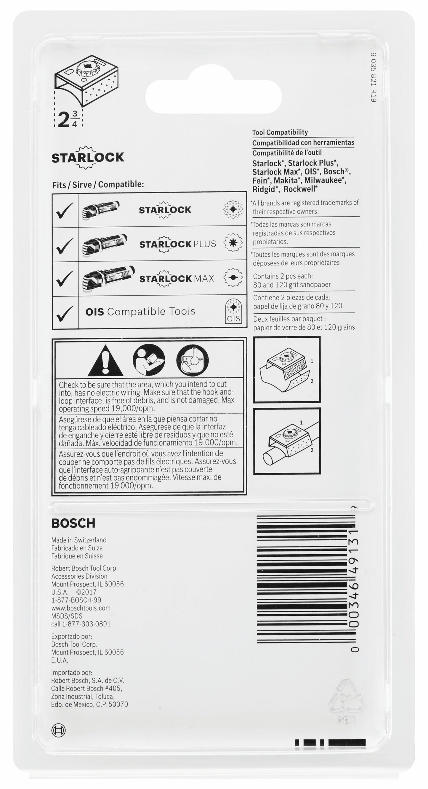 Kit de almohadillas de lijado contorneadas multiherramienta oscilante Starlock® de BOSCH OSL234SPCK (5 piezas)