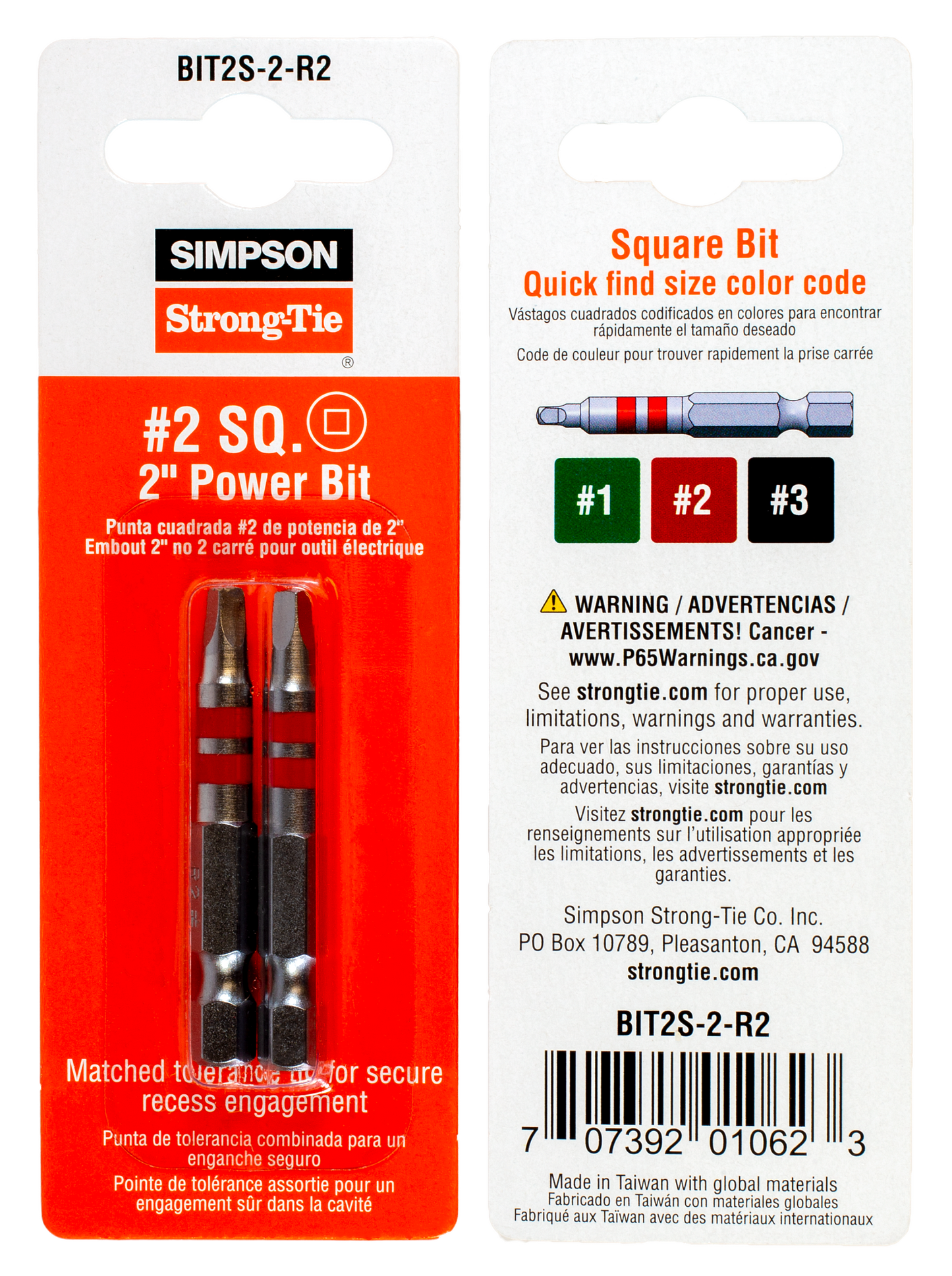 Simpson Strong-Tie BIT2S-2-R2 #2 Square-Drive 2-in. Power Bit (2-Qty) (Pack of 7200)