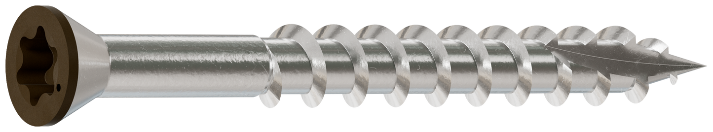 Simpson Strong-Tie T07162FT70BR01 Trim-Head Screw, 6-Lobe Drive — #7 x 1-5/8 in. T-15 Type 316, Brown 01 (70-Qty) (Pack of 5)