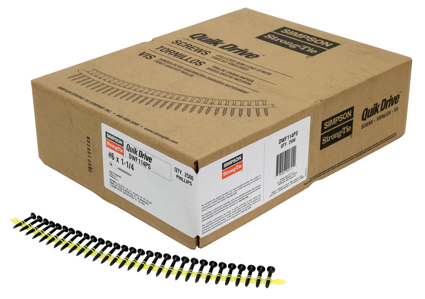 Simpson Strong-Tie DWF114PS DWF Drywall-to-CFS Screw (Collated) — #6 x 1-1/4 in. #2 Phillips Bugle Head (2500-Qty) (Pack of 100)