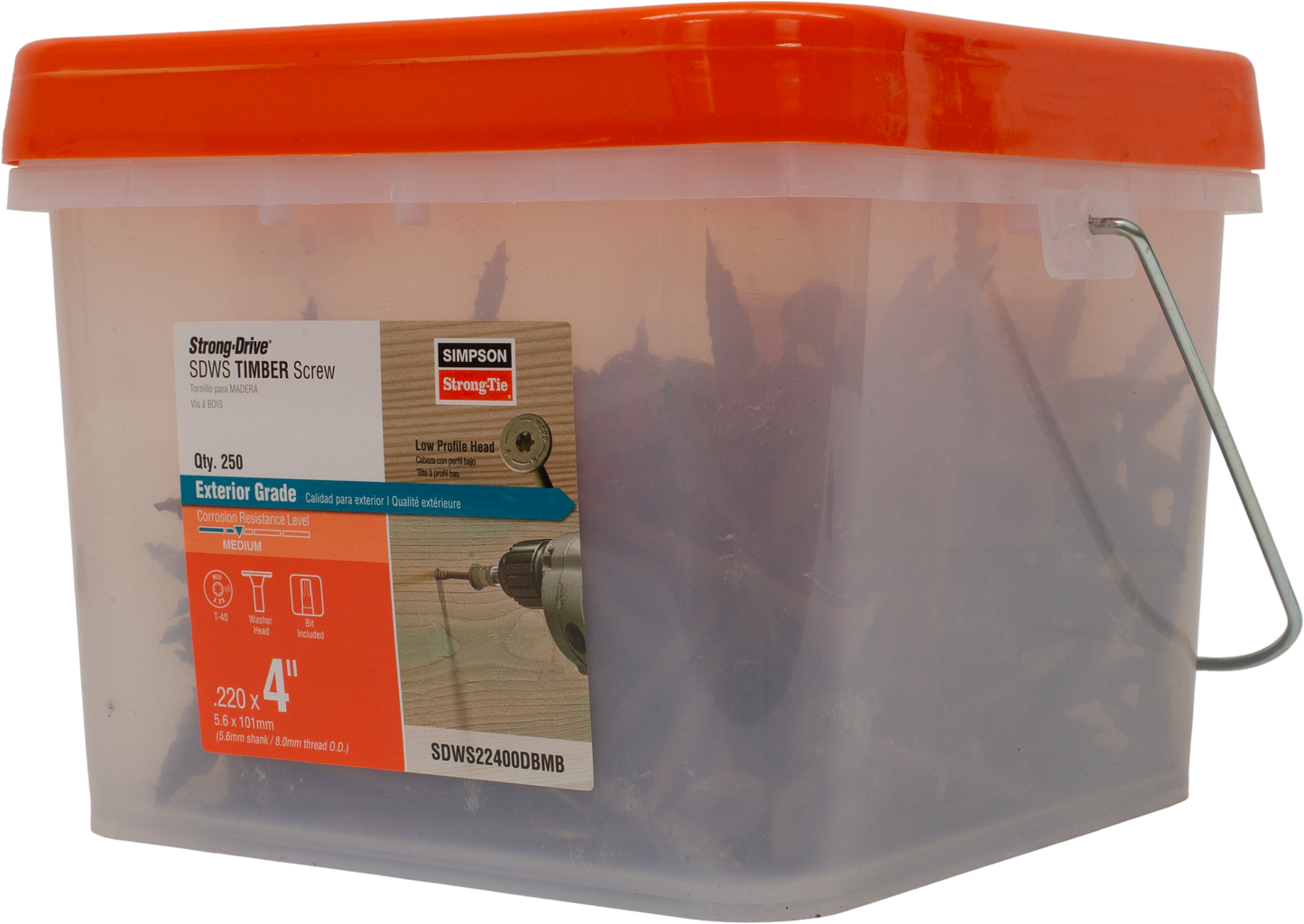 Simpson Strong-Tie SDWS22400DBMB Strong-Drive® SDWS™ TIMBER Screw (Exterior Grade) — 0.220 in. x 4 in. T40, Tan (250-Qty)