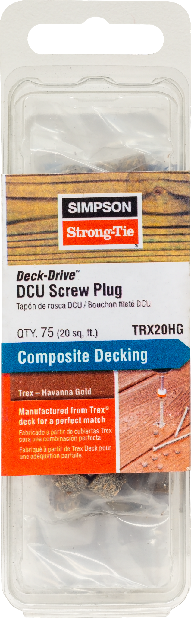Simpson Strong-Tie TRX20HG Deck-Drive™ DCU Screw Plug — Trex Havana Gold (75-Qty)