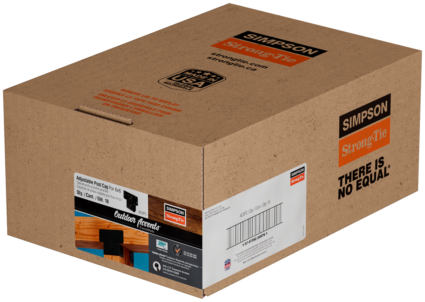 Simpson Strong-Tie AC6PC Outdoor Accents® ACPC ZMAX®, Black Powder-Coated Adjustable Post Cap for 6x