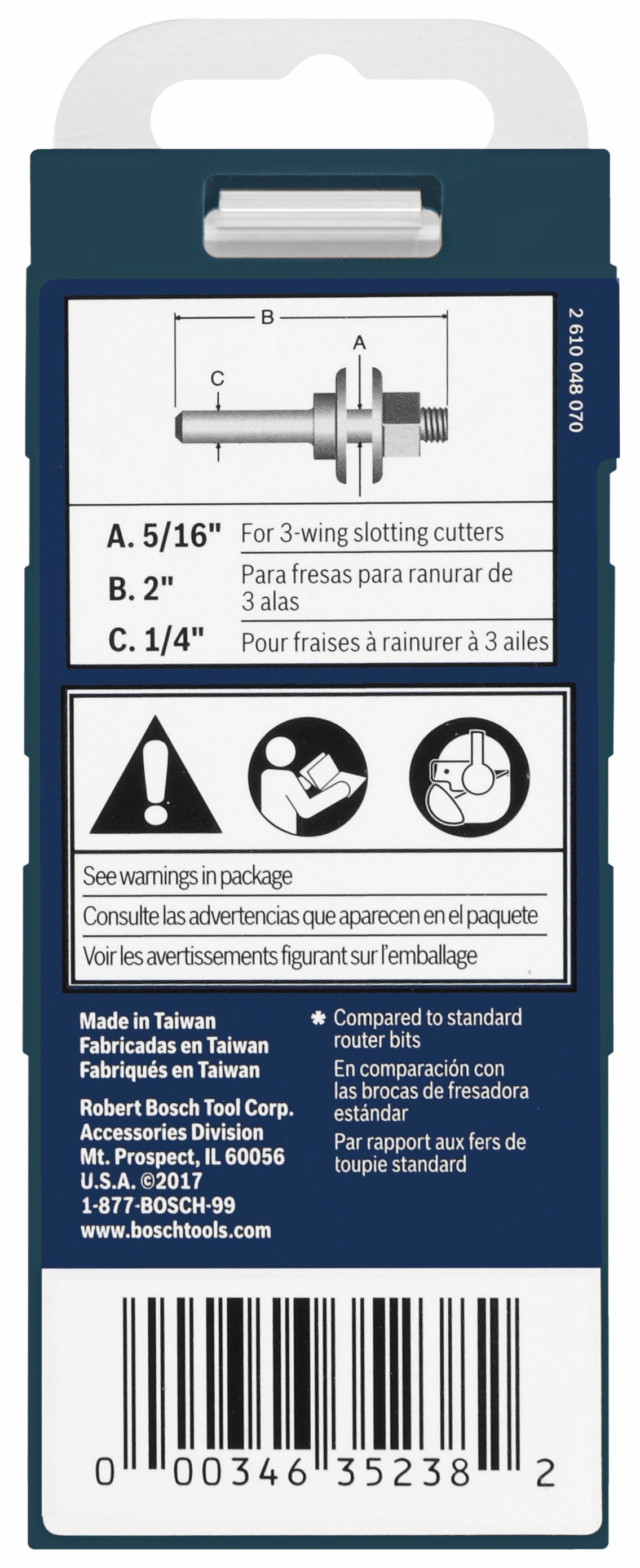 Mandril BOSCH 92813C de 5/16 pulg. para fresas ranuradoras