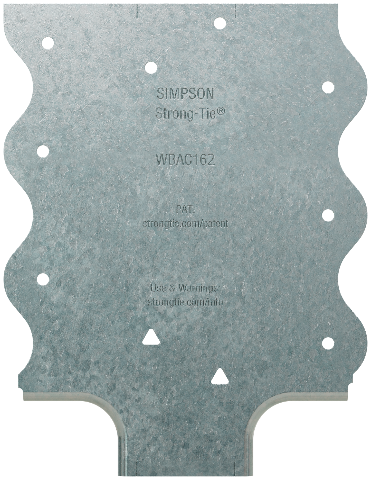 Simpson Strong-Tie WBAC162-R50 WBAC Wood Backing Steel Connector for 1-1/4 in. to 1-5/8 in. Flange (50-Qty) (Pack of 72)