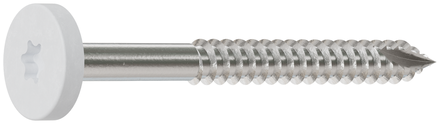 Simpson Strong-Tie T08175FS75WH01 Fascia Board Screw — #8 x 1-3/4 in. T-20 6-Lobe Pancake Head Type 316, White 01 (75-Qty) (Pack of 500)