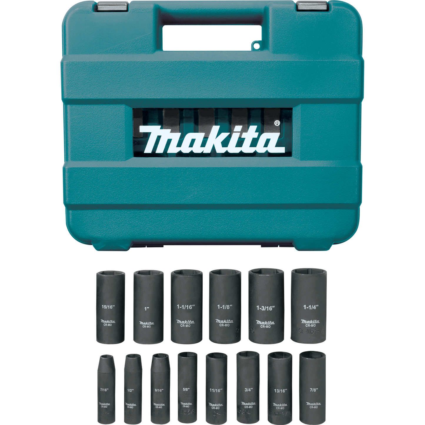 Makita A-96372 14 Pc. 1/2" Drive Deep Well SAE Impact Socket Set