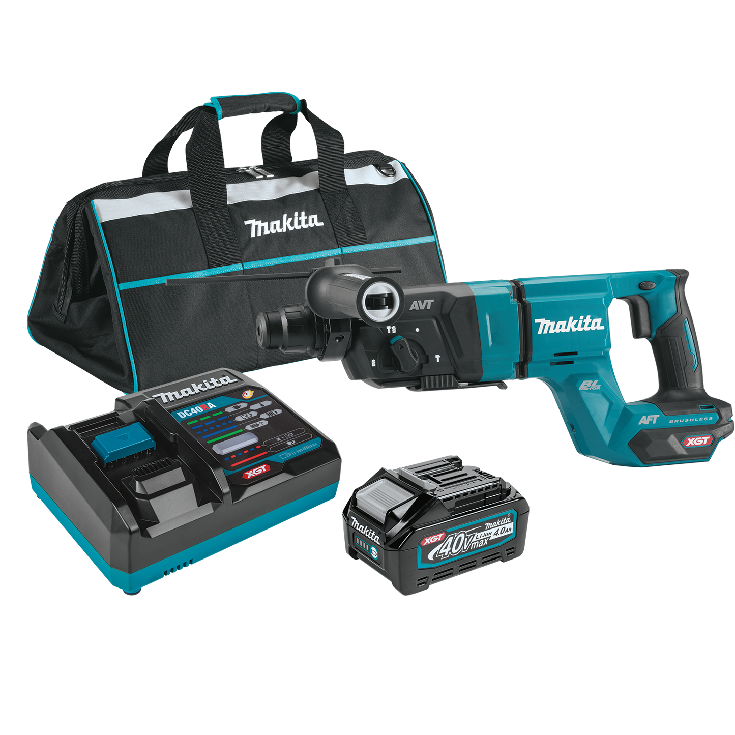 Makita GRH07M1 40V max XGT® Brushless Cordless 1-1/8" SDS-PLUS AVT® Rotary Hammer Kit, AFT® and AWS® Capable (4.0Ah)