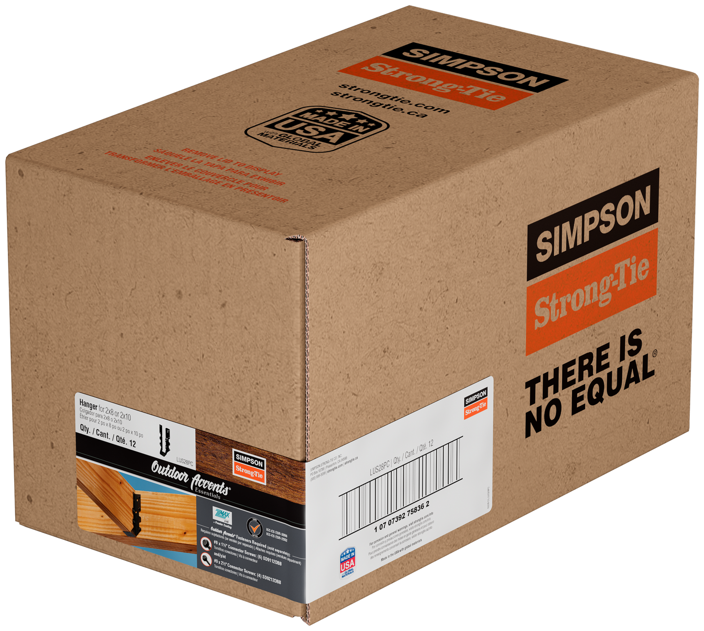 Simpson Strong-Tie LUS28PC Outdoor Accents® LUSPC ZMAX®, Black Powder-Coated Face-Mount Joist Hanger for 2x8 (Pack of 504)