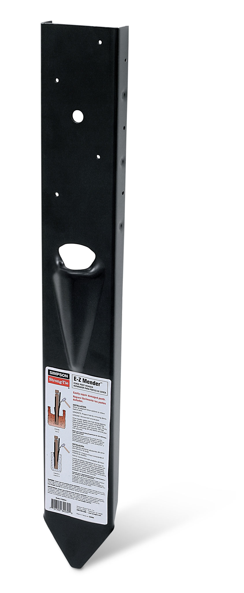 Simpson Strong-Tie FPBM44E E-Z Mender™ 12-Gauge Black Powder-Coated Mender Plate for 4x4 Wood Post