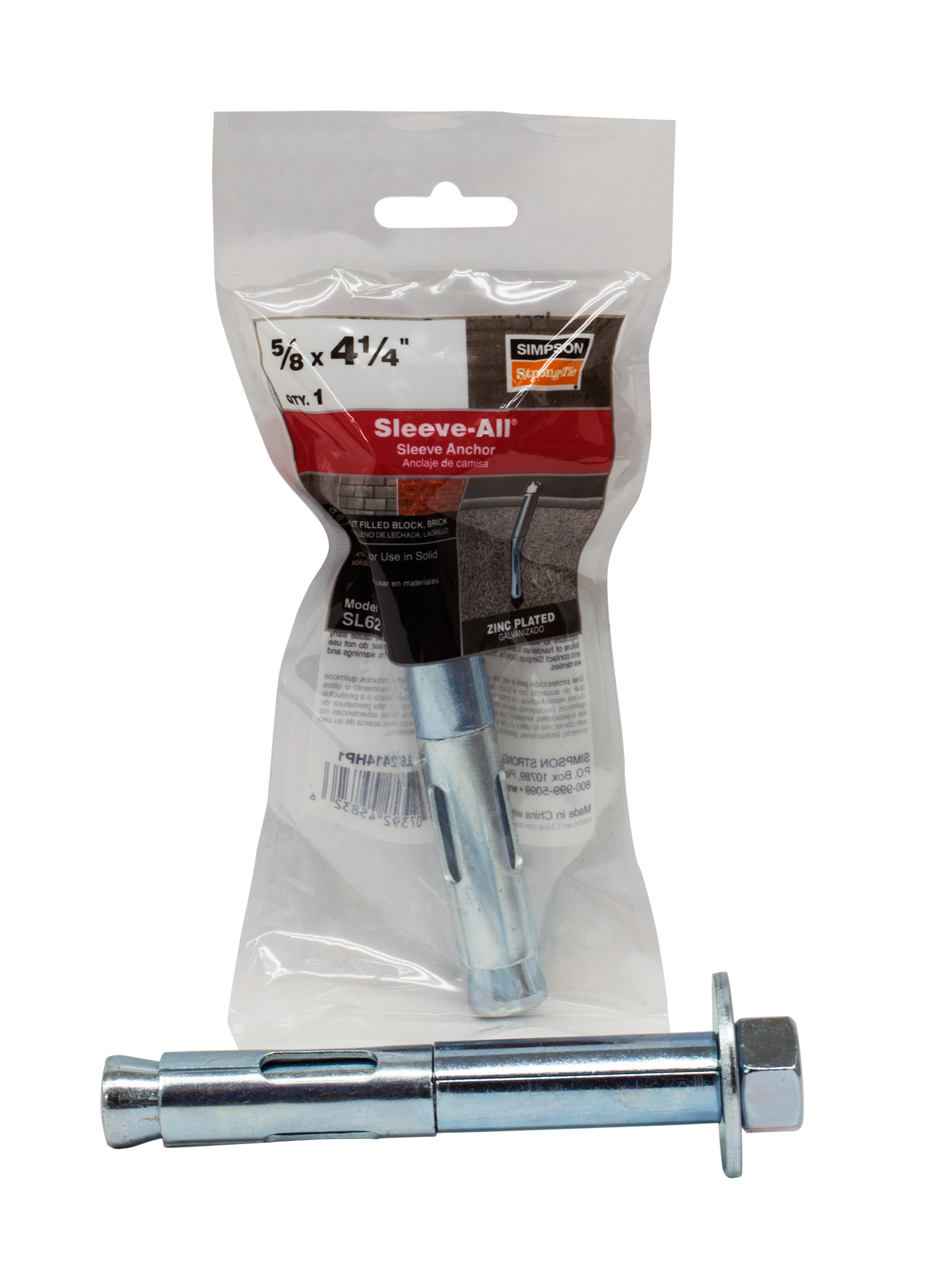 Simpson Strong-Tie SL62414HP1 Sleeve-All® 5/8 in. x 4-1/4 in. Hex-Head Sleeve Anchor (Pack of 4050)