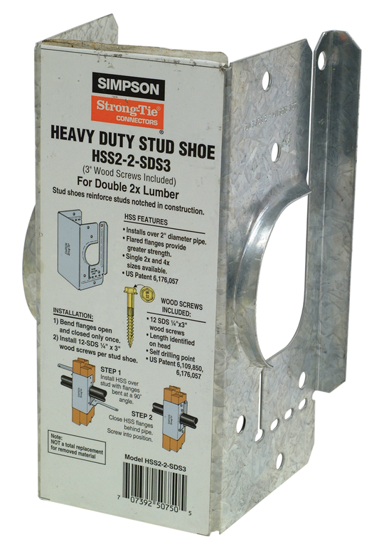 Simpson Strong-Tie HSS2-2-SDS3 HSS Galvanized Stud Shoe for Double 2x, with Strong-Drive® SDS Screws (Pack of 648)