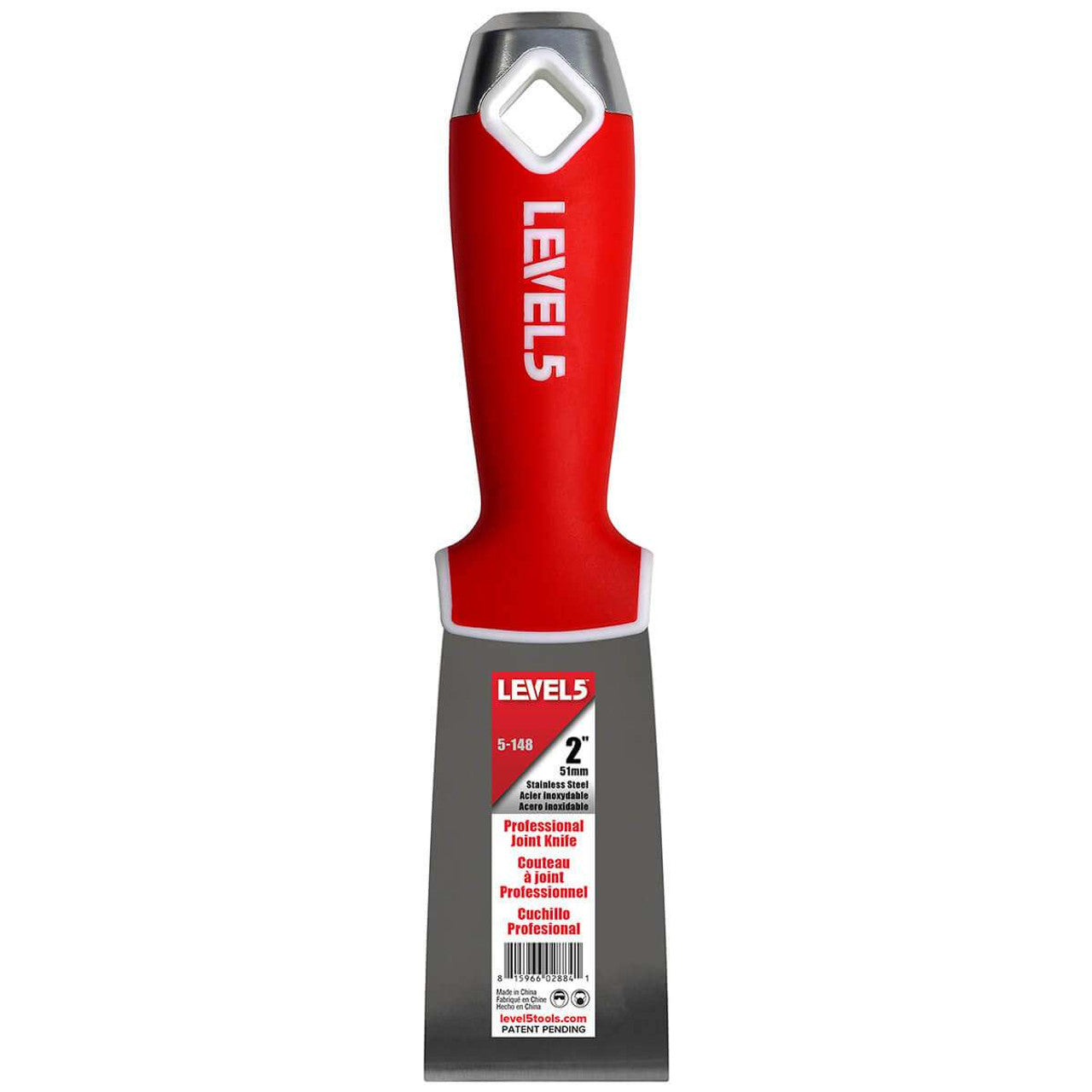 Level 5 Tools 5-148 2" Stainless Steel Joint Knife w/ Soft Grip Handle