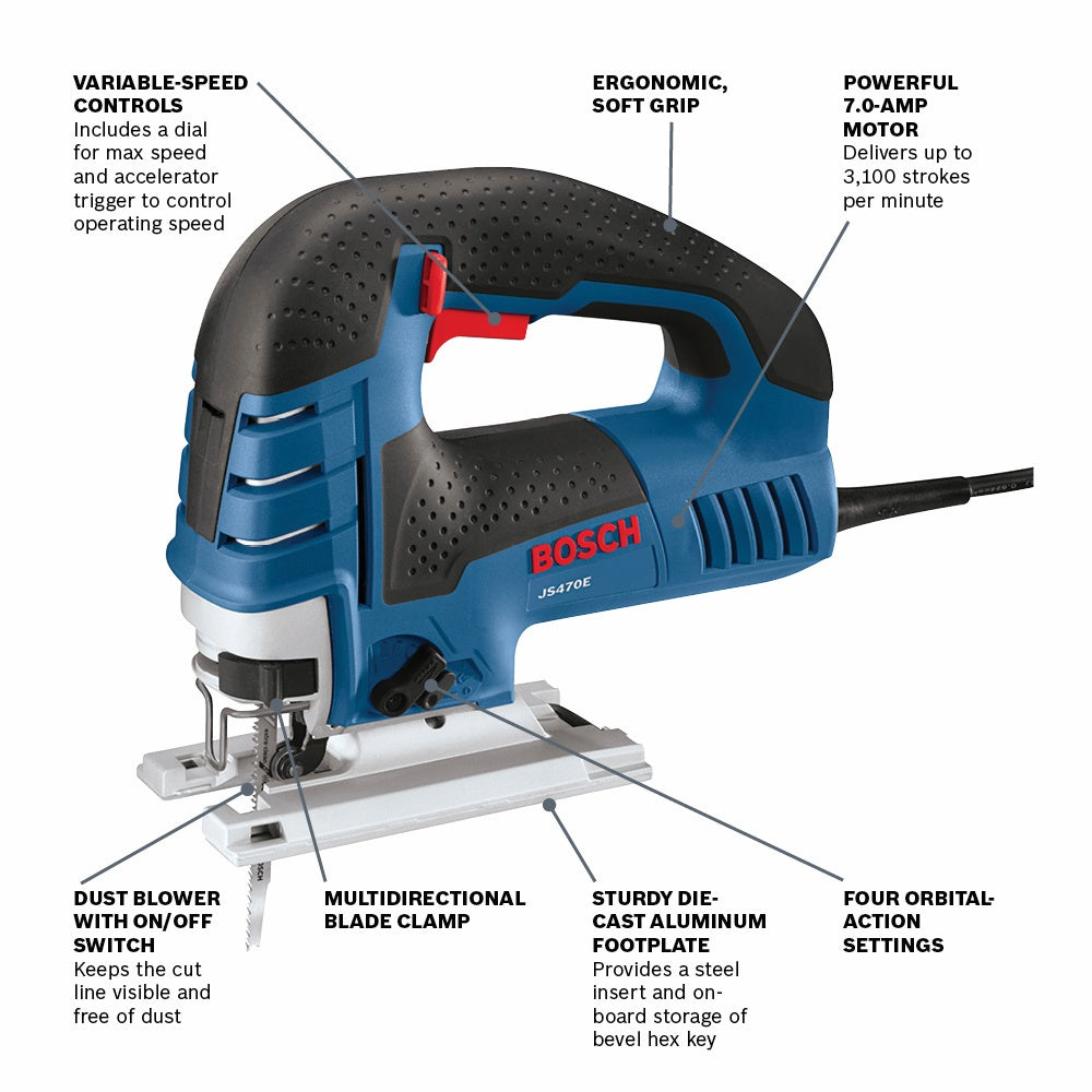 BOSCH JS470E 7.0 Amp Top-Handle Jig Saw