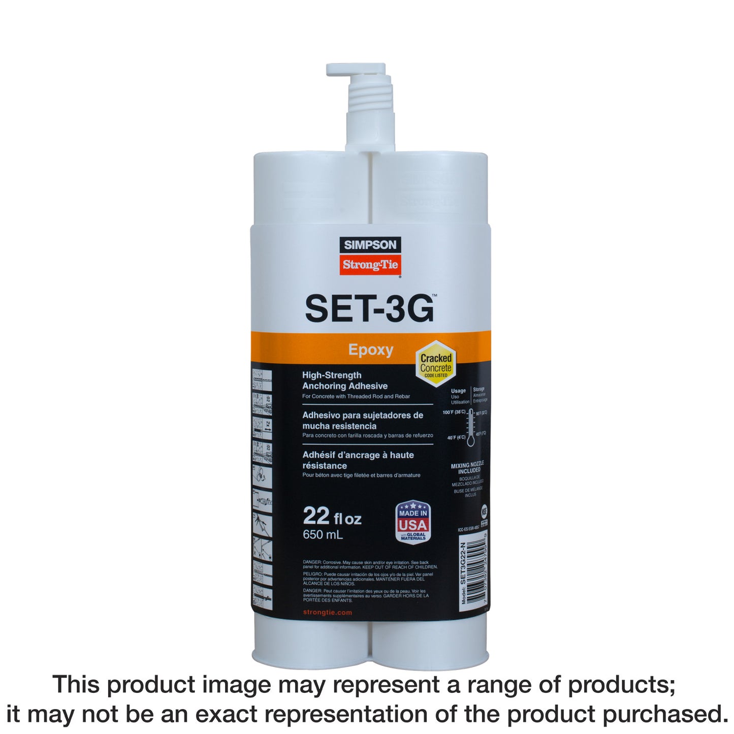 Simpson Strong-Tie SET3G22-N SET-3G® 22 oz. High-Strength Epoxy Adhesive w/ Nozzle and Extension
